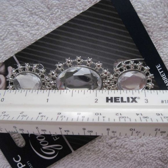 1 Goody Amelia Fashionow Rhinestone Diamond Fancy Metal Hair Barrette Silver Pew - Picture 5 of 8